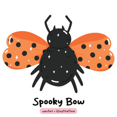 Spooky Halloween Bows Vector, Festive Holiday Ribbons illustration, Cute Spooky Bow