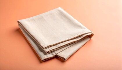 Folded Linen Napkin on Orange Surface for Table Setting Design