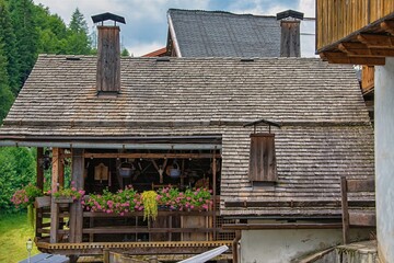 old wooden house, Sauris, Friuli-Venezia Giulia, Italy, Europe, 12 July 2025