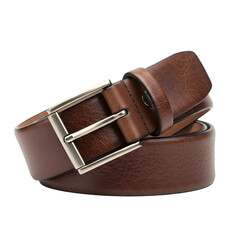 Detailed Photo of a Brown Leather Belt on Black Background