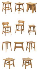 Illustration Set of Wooden Chairs and Stools