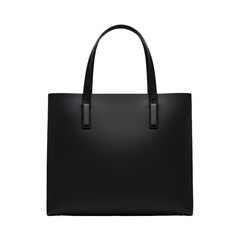 Black Leather Tote Bag Illustration, Isolated on Black Background