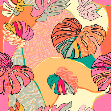 Pattern seamless print fashion textile design tropical floral flower stripe geometric abstract