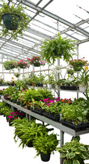Photograph, Greenhouse Plants and Flowers in Pots, Greenery
