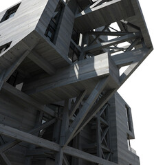 Geometric Structure Perspective Illustration, Modern Architecture, 3D Rendering, Contemporary Design