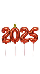 Photo of New Year 2025 Balloons with Party Hat on Black Background