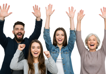 Excited Group Photo of Cheerful People Celebrating Success_Photo