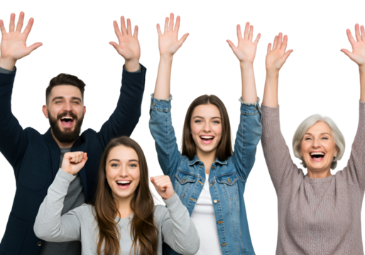 Excited Group Photo of Cheerful People Celebrating Success_Photo