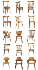 Collection of Wooden Chairs Isolated Illustration