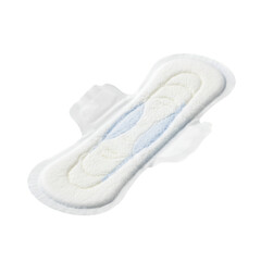 Sanitary Pad Isolated on Black, Feminine Hygiene Concept Photo