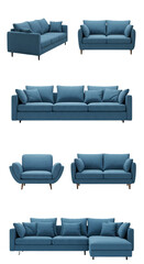 Blue Sofa Set Collection Illustration