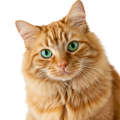 Obraz premium Photo of a Ginger Cat with Green Eyes on Black Background