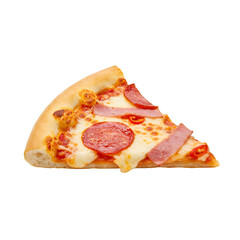 Realistic Photo of Slice of Pepperoni Pizza Isolated on Black Background