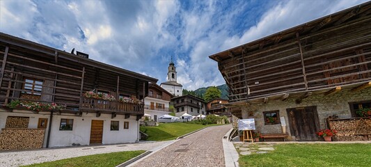 view of the old town, Sauris, Friuli-Venezia Giulia, Italy, Europe, 12 July 2025