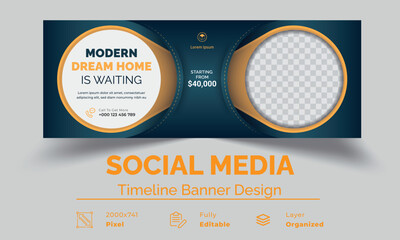 Engaging Real Estate Advertising Timeline Cover for Modern Dream Homes Available for Purchase