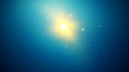 Bright Light Burst with Particles on Blue Background for Creative Projects