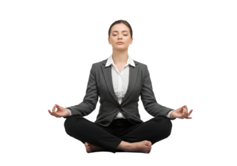 Business Woman in Yoga Pose, Meditation, Relax and Stress Reduction