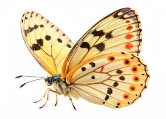 pale yellow butterfly with blue wing details