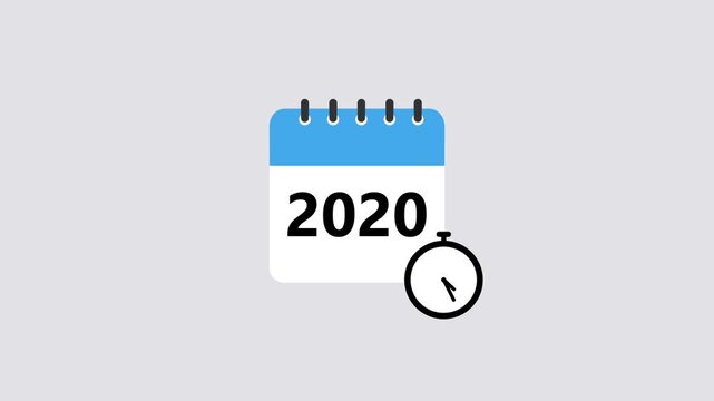 2015 to 2025 calendar page with clock icon animation isolated on Gray background