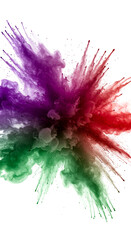 Colorful abstract art illustration of inks exploding, vibrant colors