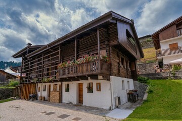 old houses in the mountains, Sauris, Friuli-Venezia Giulia, Italy, Europe, 12 July 2025