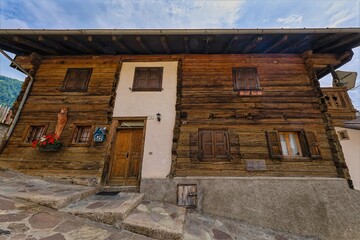 old house in the village, Sauris, Friuli-Venezia Giulia, Italy, Europe, 12 July 2025