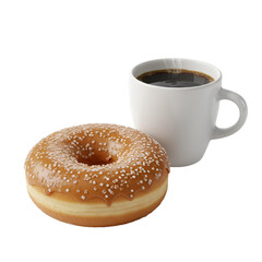 Photo of Donut and Coffee Mug, Isolated on Black