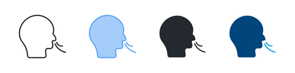 Breathing Icon Set Multiple Style. Designed In Outline, Blue, Glyph, Dual Tone