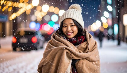 Warm Embrace in a Winter Urban Setting