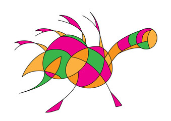 Abstract art "Strange bird in bright colors"