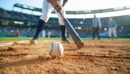 Dynamic Close-Up of a Baseball Bat Striking a Ball