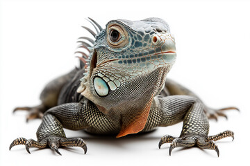 Obraz premium Closeup Portrait of Iguana Lizard Featuring Reptile Scales and Eyes in Natural Habitat