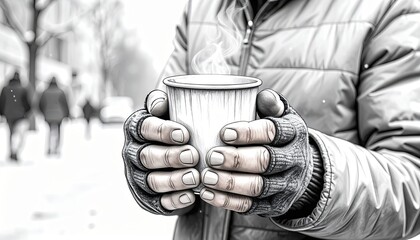 Urban Winter Portrait of Homeless Life and Warmth