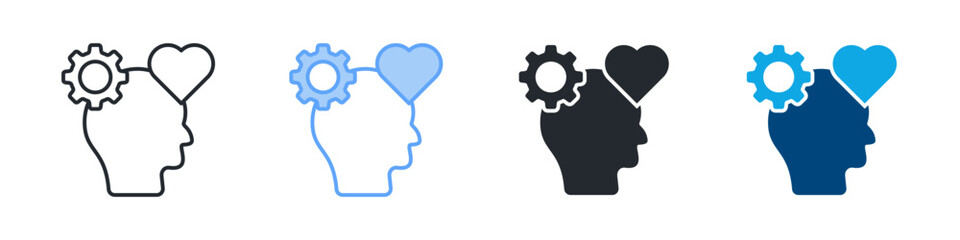 Stress Management Icon Set Multiple Style. Designed In Outline, Blue, Glyph, Dual Tone