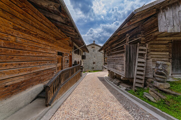 old mountain houses, Sauris, Friuli-Venezia Giulia, Italy, Europe, 12 July 2025