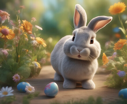 conejito, animal, pascua, blanco, mascota, aislada, mam&iacute;fero, blando, pelaje, cuca, liebre, miniatura, tierno, 3d