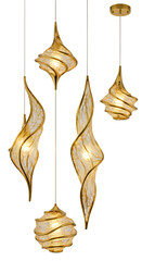 Illustration of Golden Abstract Hanging Lights on Black Background