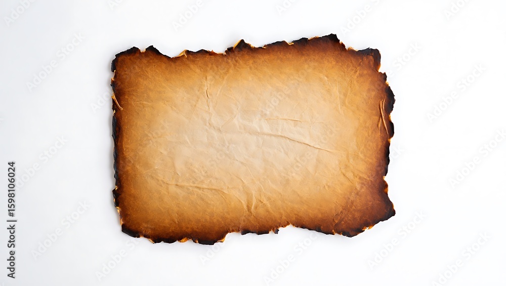 Poster aged paper texture with burned edges, antique scroll background with charred border for old document