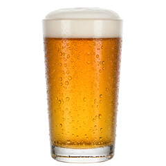 Refreshing Photo of Cold Pint of Beer with Foam Isolated