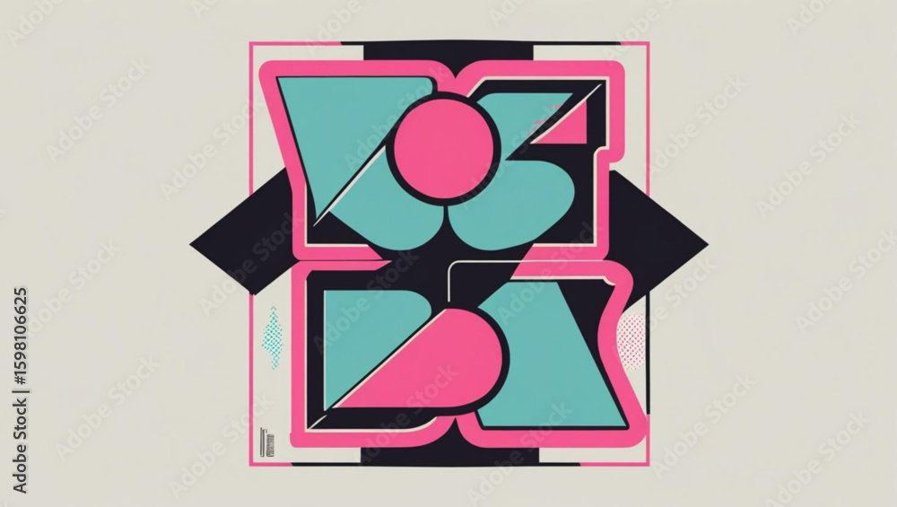 Wall mural vibrant and colorful abstract geometric background pattern with a retro 80s color palette