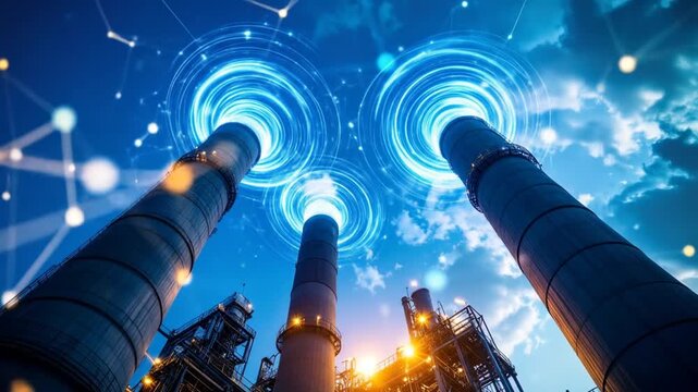 Industrial Power Plant - Futuristic Digital Network