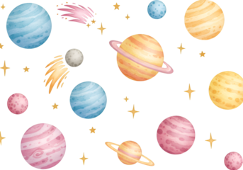 Planets and Stars Illustration PNG, Cosmos Backgrounds