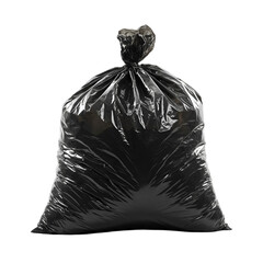 Black Plastic Trash Bag Isolated on Black Background