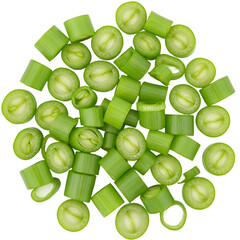 Freshly Chopped Green Onions on Black Background, Photo
