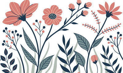 Botanical Garden-Inspired Seamless Floral Pattern – Soft Pastel Vintage Flower Design for Fabrics and Decor.