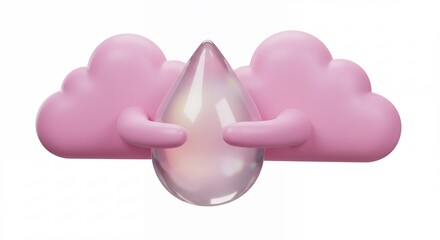 Pink clouds holding water drop