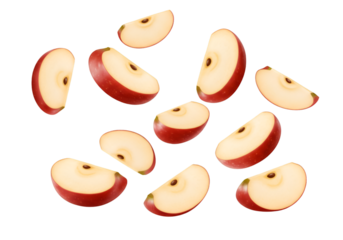 Photo of Fresh Red Apple Slices Isolated on Black Background