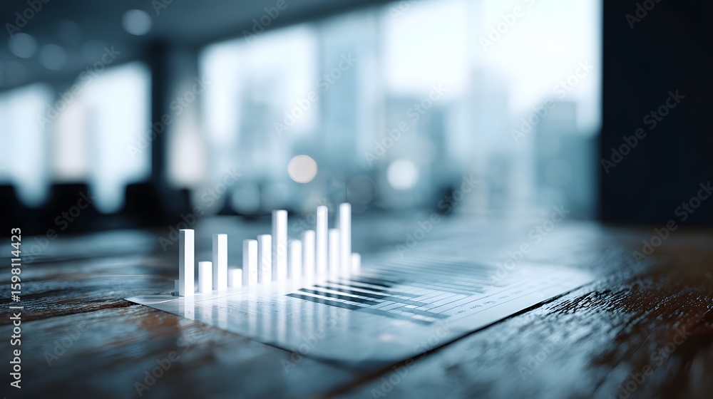 Poster business analytics chart on office desk showing data visualization
