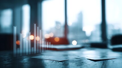Plakat Business analytics chart on office desk with city view
