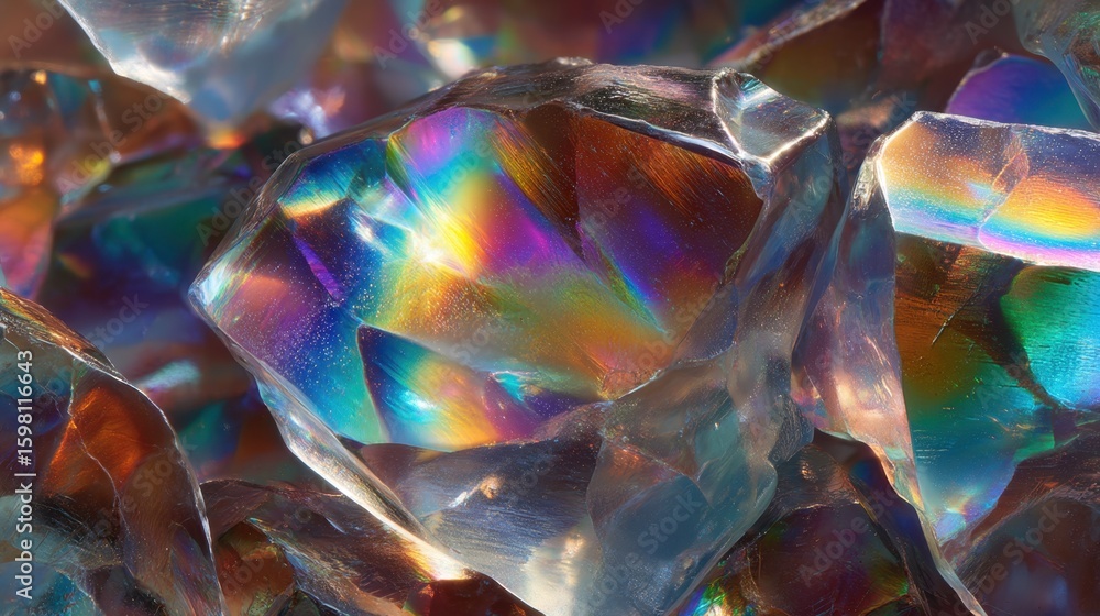 Poster light refracts through partially melted glass frit, creating a mesmerizing kaleidoscope effect as th